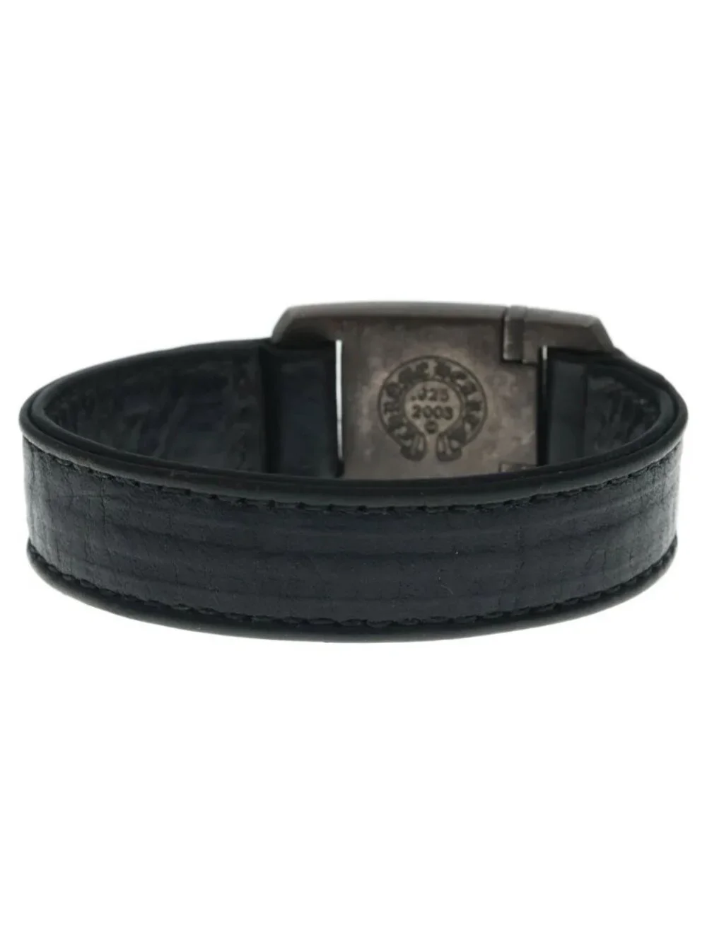 Chrome Hearts Harness Cross Box Leather Bracelet Silver Black